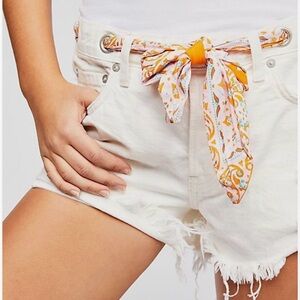 Free people Sasha White Denim Shorts with Scarf Belt